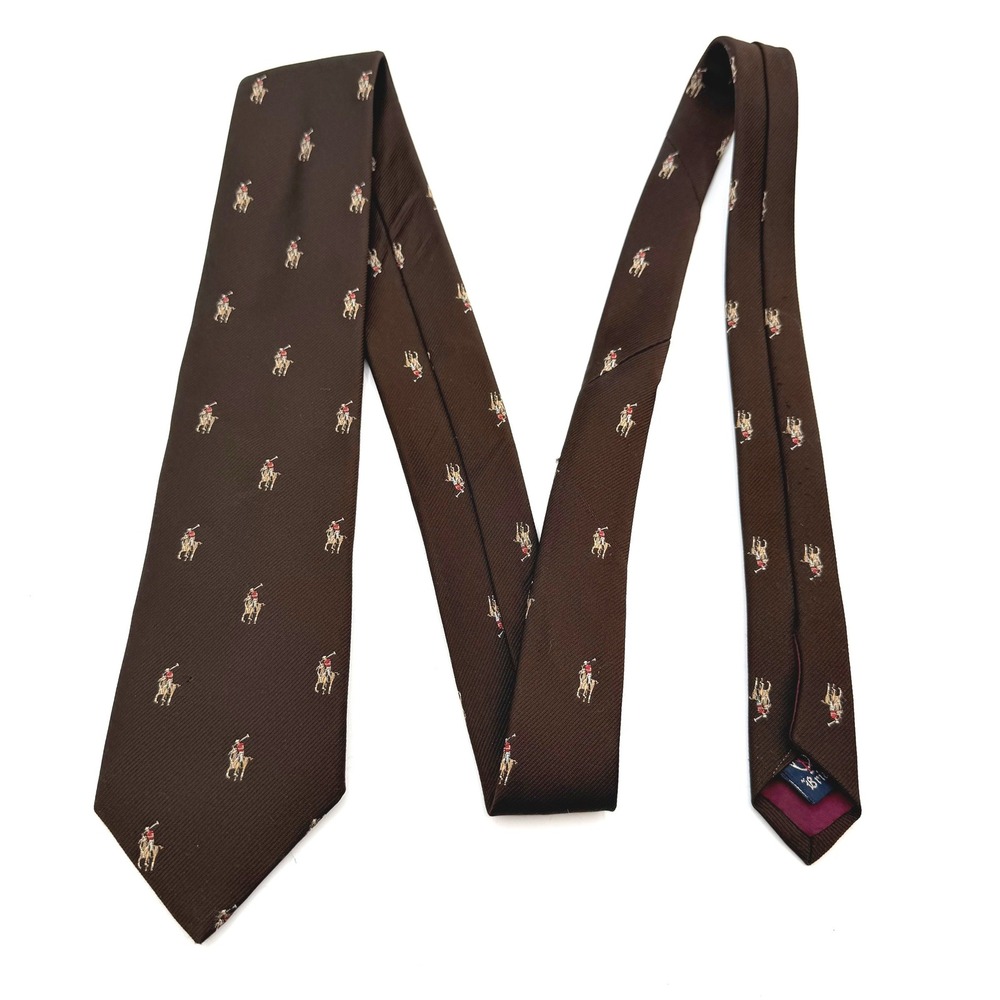 Vintage Briar Necktie Mens 3"x57" Brown Preppy Equestrian Polo Silk Blend Party